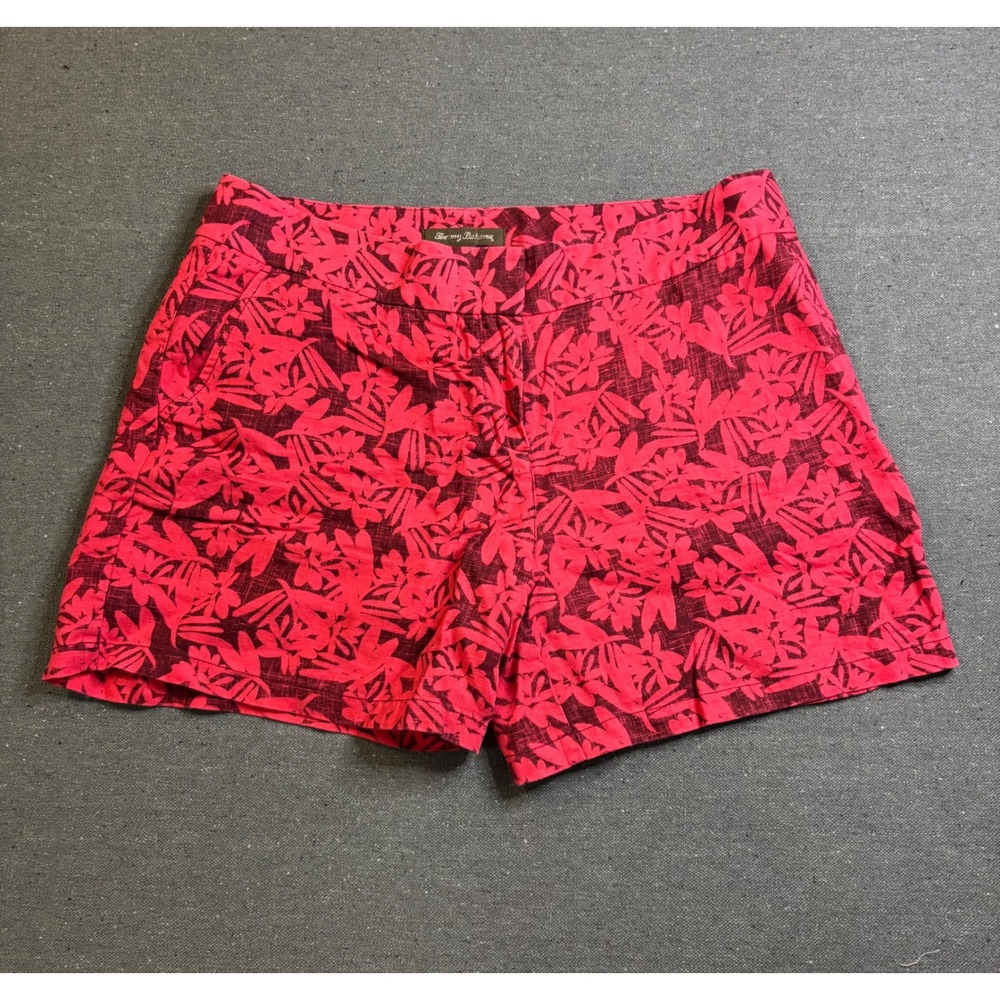 Tommy Bahama Pink Floral Tropical Leaf Print Shorts Womens 8 Casual Vacation